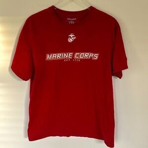Champion Red Marine Corps EST 1775 Short Sleeve T-Shirt Size Large